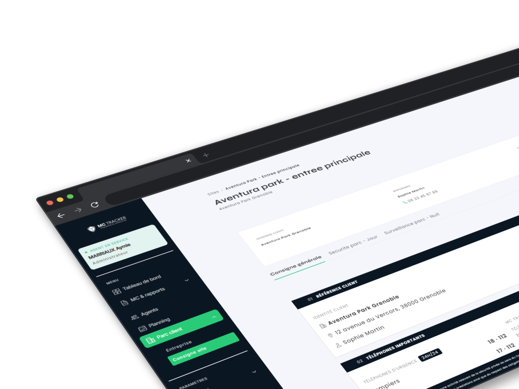 Consigne site sécurité privée informatique - MC TRACKER